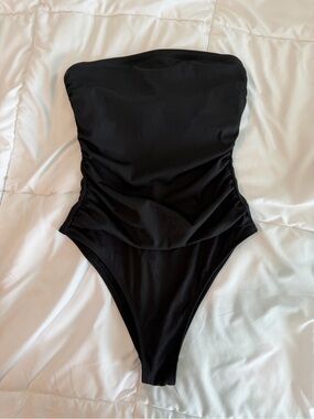 Black Strapless One-Piece Swimsuit